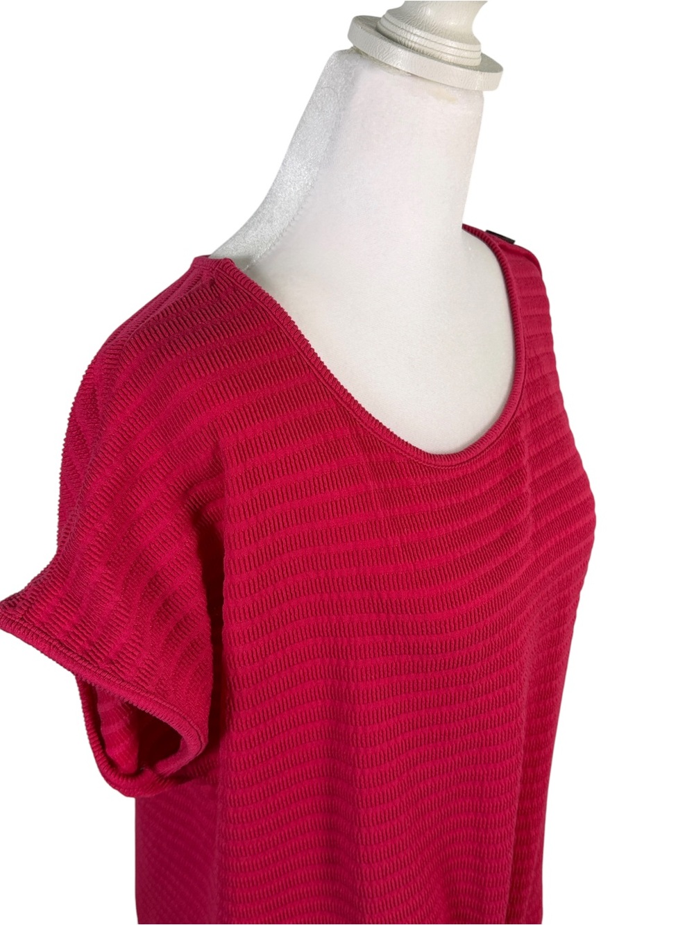 Wilde Raspberry Pink Crinkle Textured Tie-Front Tunic | Size Large - Picture 8 of 10
